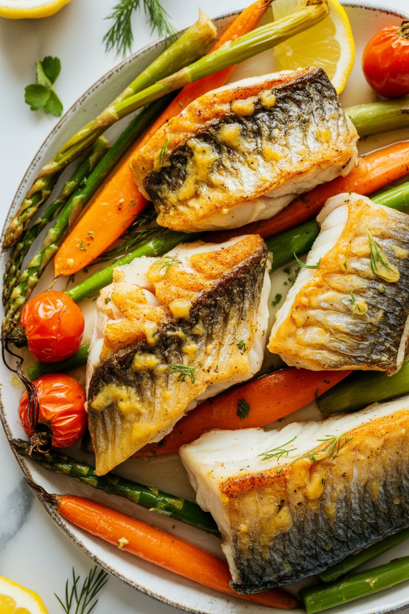 Oven roasted fish ready to serve